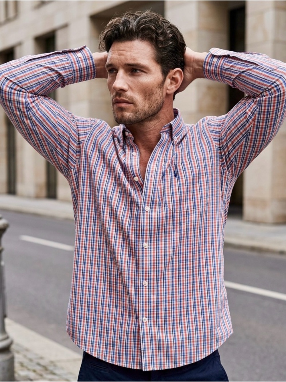 Johnnie-O -Prep-Formance Button Down Shirt - Red & Blue XXL